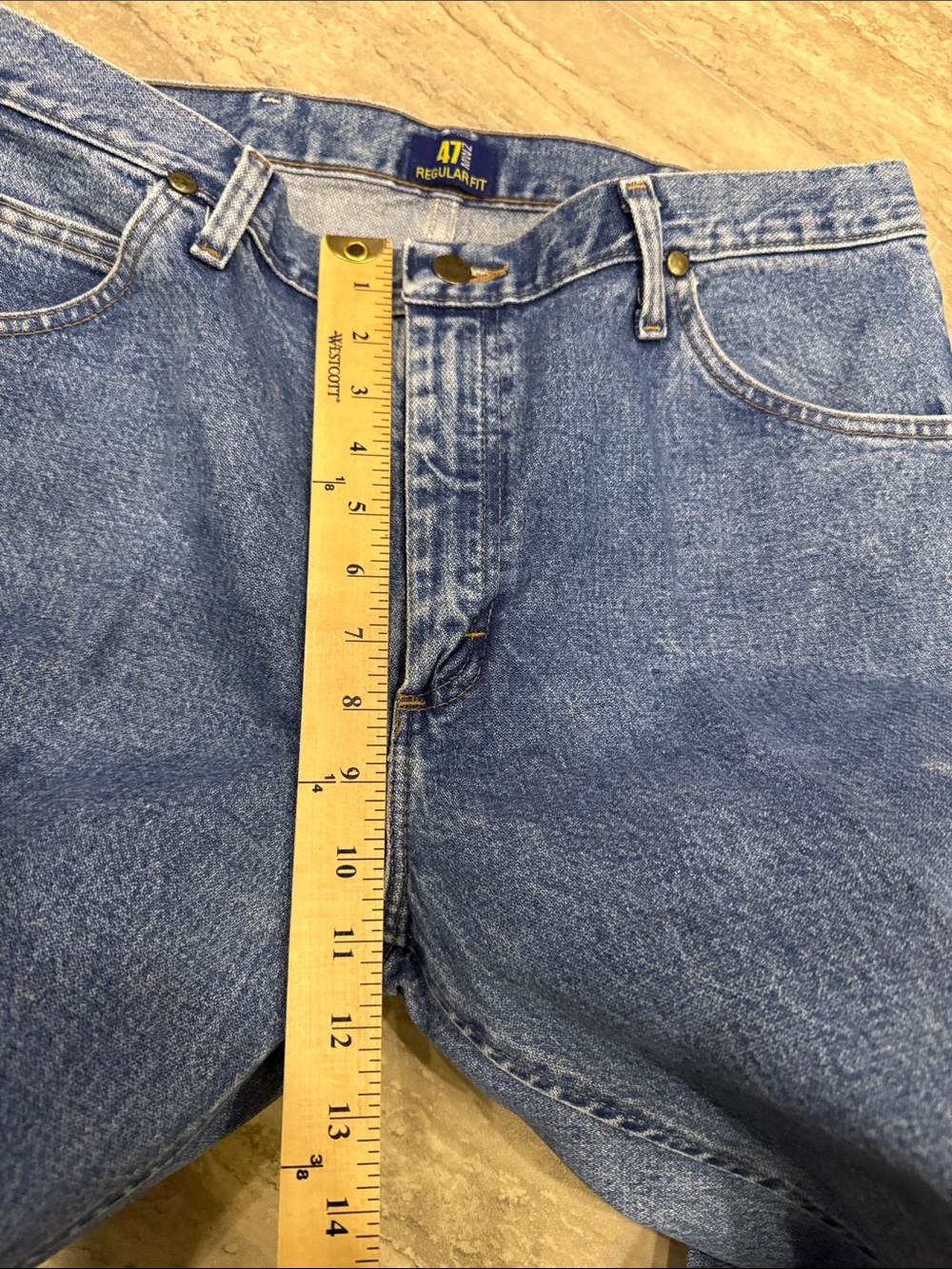 Men's Classic Blue Denim Jeans - Casual Straight Fit 47WMZSW Size 34x34 - Picture 5 of 11